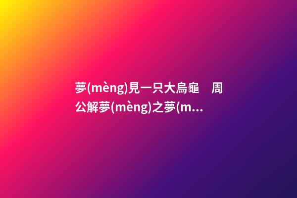 夢(mèng)見一只大烏龜　周公解夢(mèng)之夢(mèng)到一只大烏龜